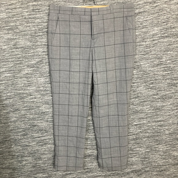 Banana Republic Women’s Grey Black Checkered Plaid Pants Mid Rise Slim Fit - Picture 1 of 3
